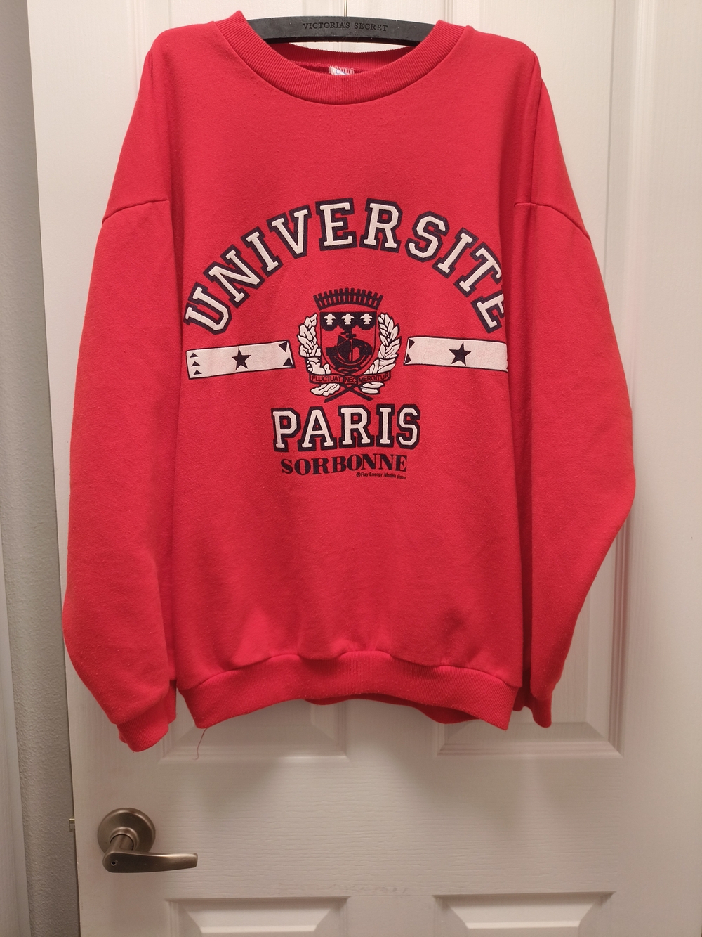 Unisex Vintage 90's Universite Paris Sorbonne Graphic Crewneck Sweatshirt Red